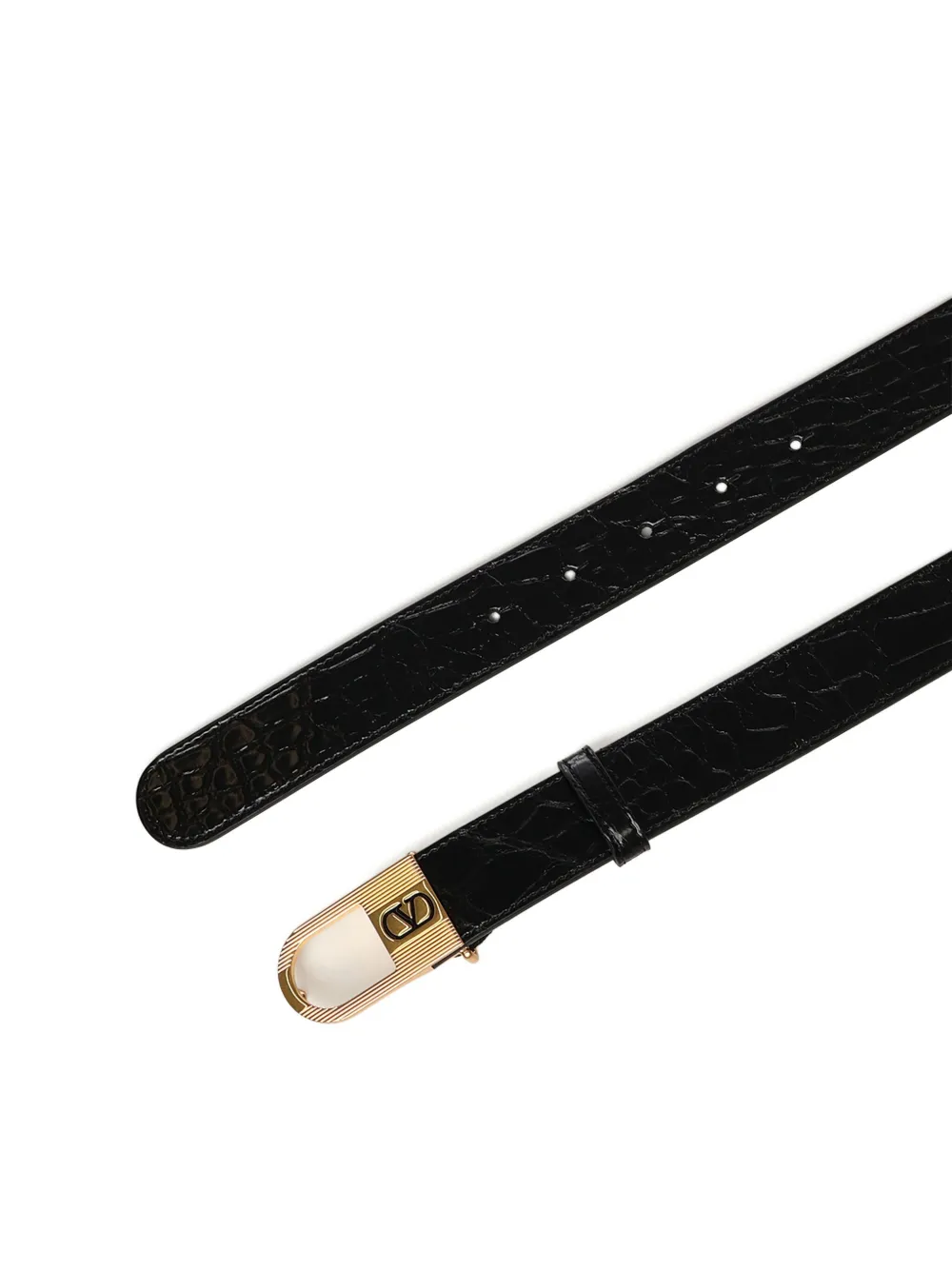 Valentino Garavani Vlogo crocodile-effect belt - Zwart