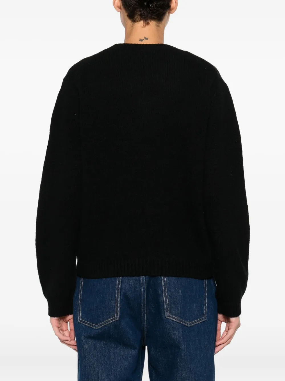 Maison Kitsuné Fox-motif Wool Sweater In Black
