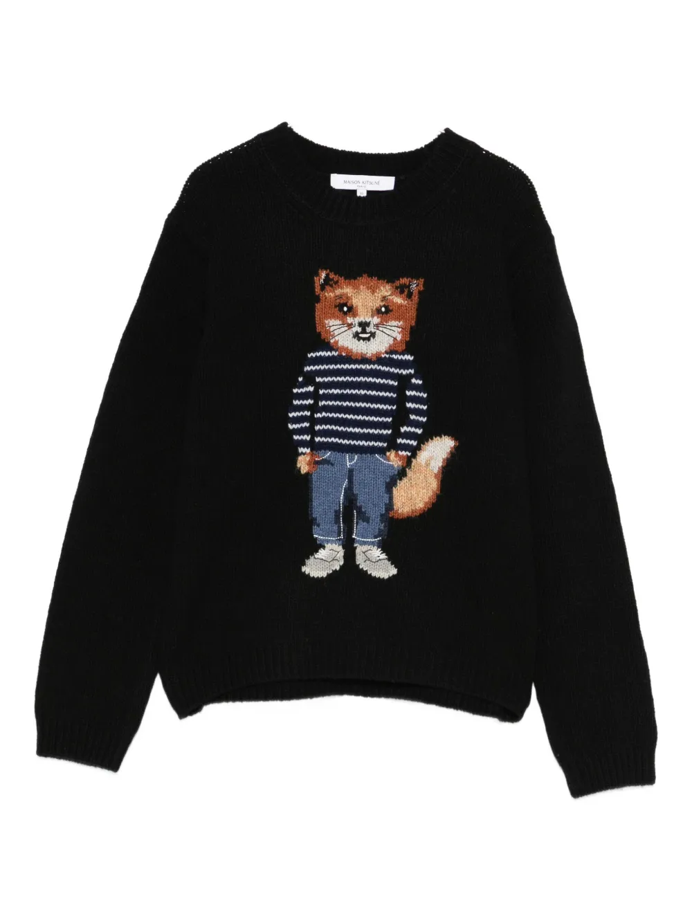 Maison Kitsuné Fox-motif Wool Sweater In Black