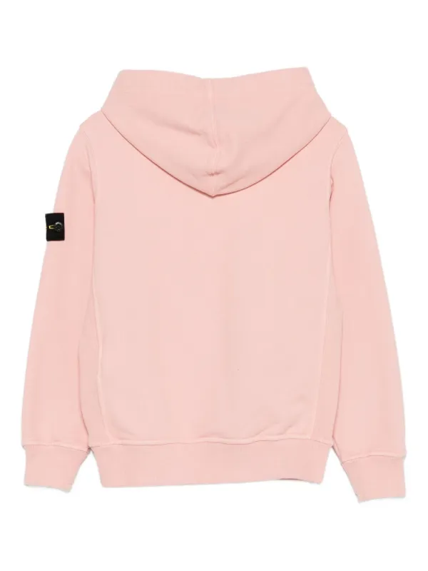 Stone Island Junior Compass-badge Cotton Hoodie | Pink | FARFETCH