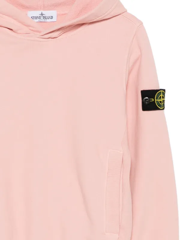 Stone Island Junior Compass-badge Cotton Hoodie | Pink | FARFETCH