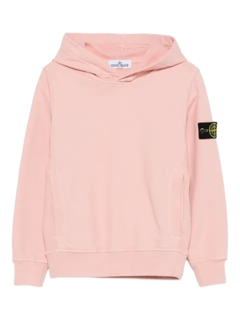 Stone Island Junior Compass-badge cotton hoodie