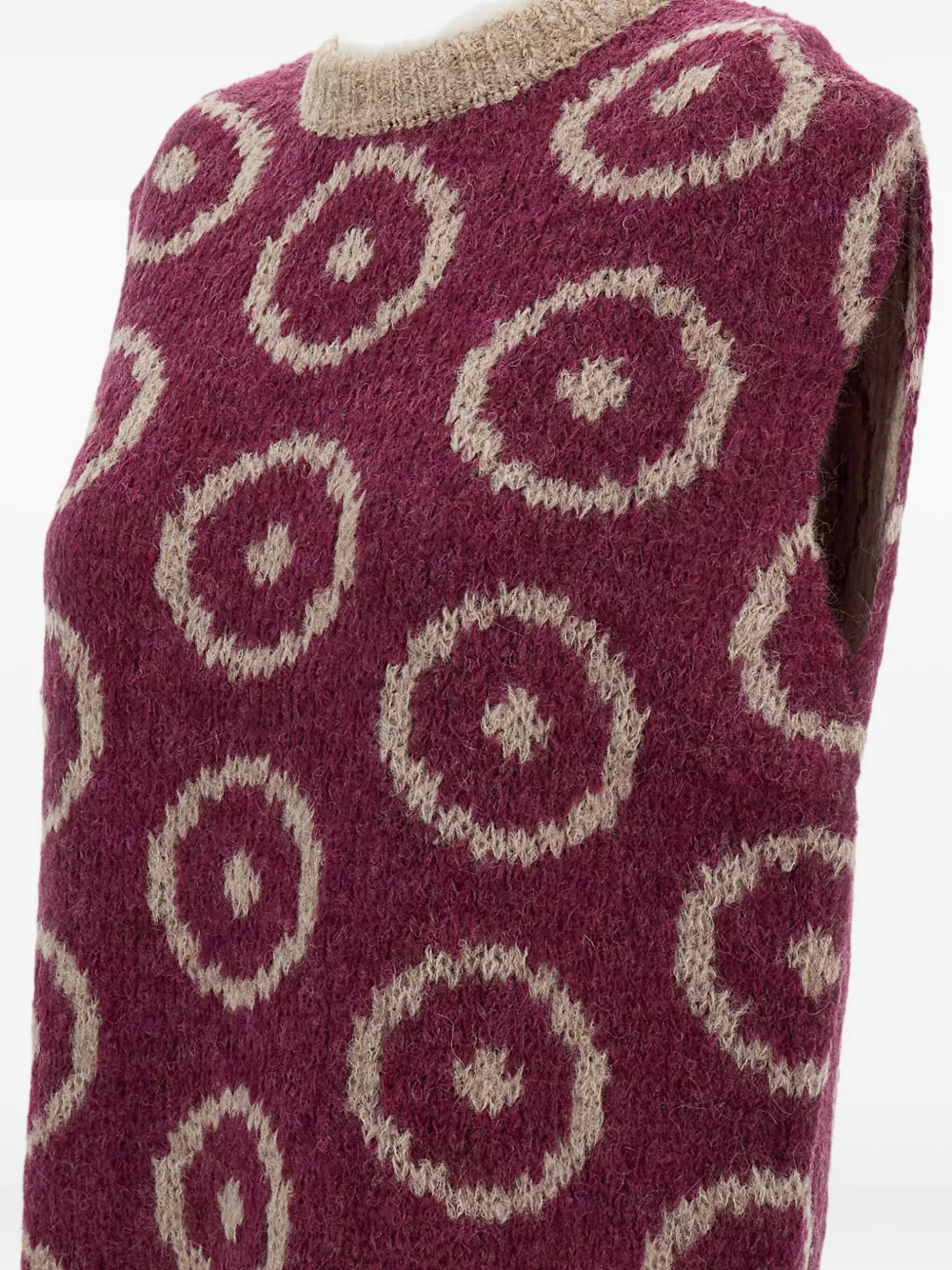 Thibault Van Der Straete Patterned-jacquard Vest In Burgundy