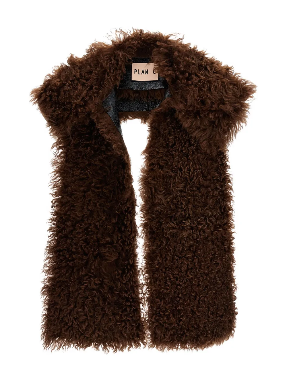 Plan C Tobacco Velour Shearling Stole In Brown