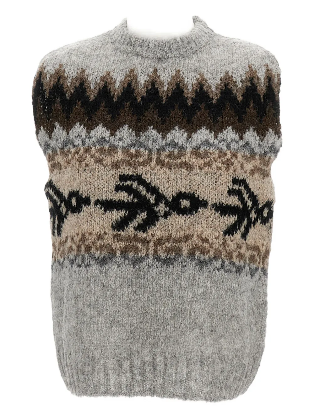Thibault Van Der Straete Patterned-jacquard Crew-neck Vest In Gray