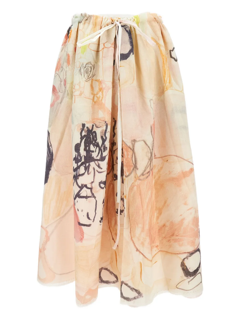 Daniela Gregis abstract-print drawstring midi skirt | neutro | Image 1