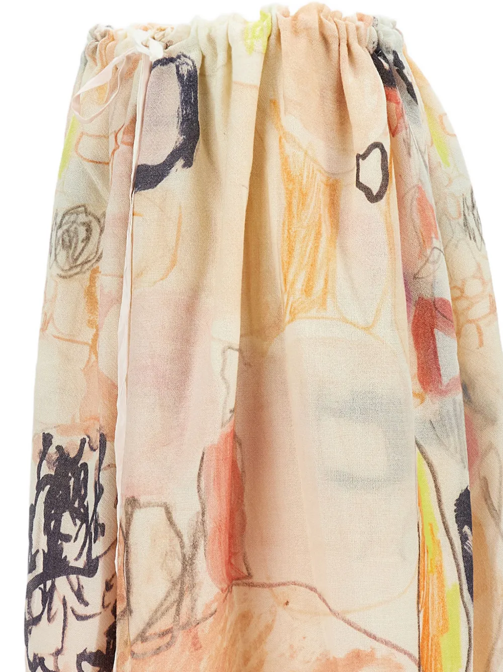 Daniela Gregis Abstract-print Drawstring Midi Skirt In Neutral