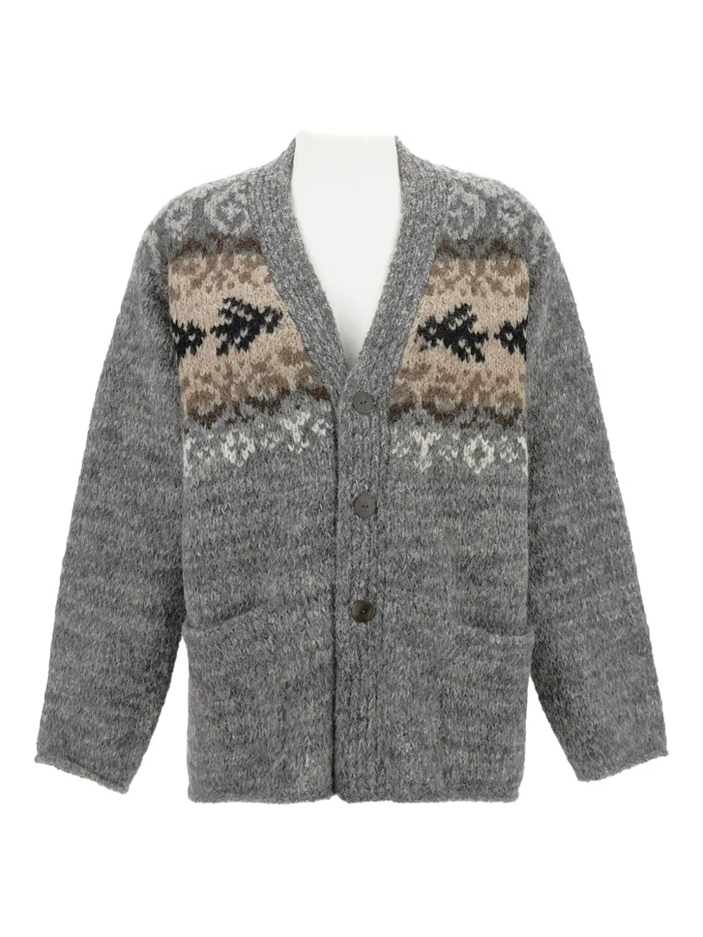 Thibault Van Der Straete Patterned-jacquard Cardigan In Gray