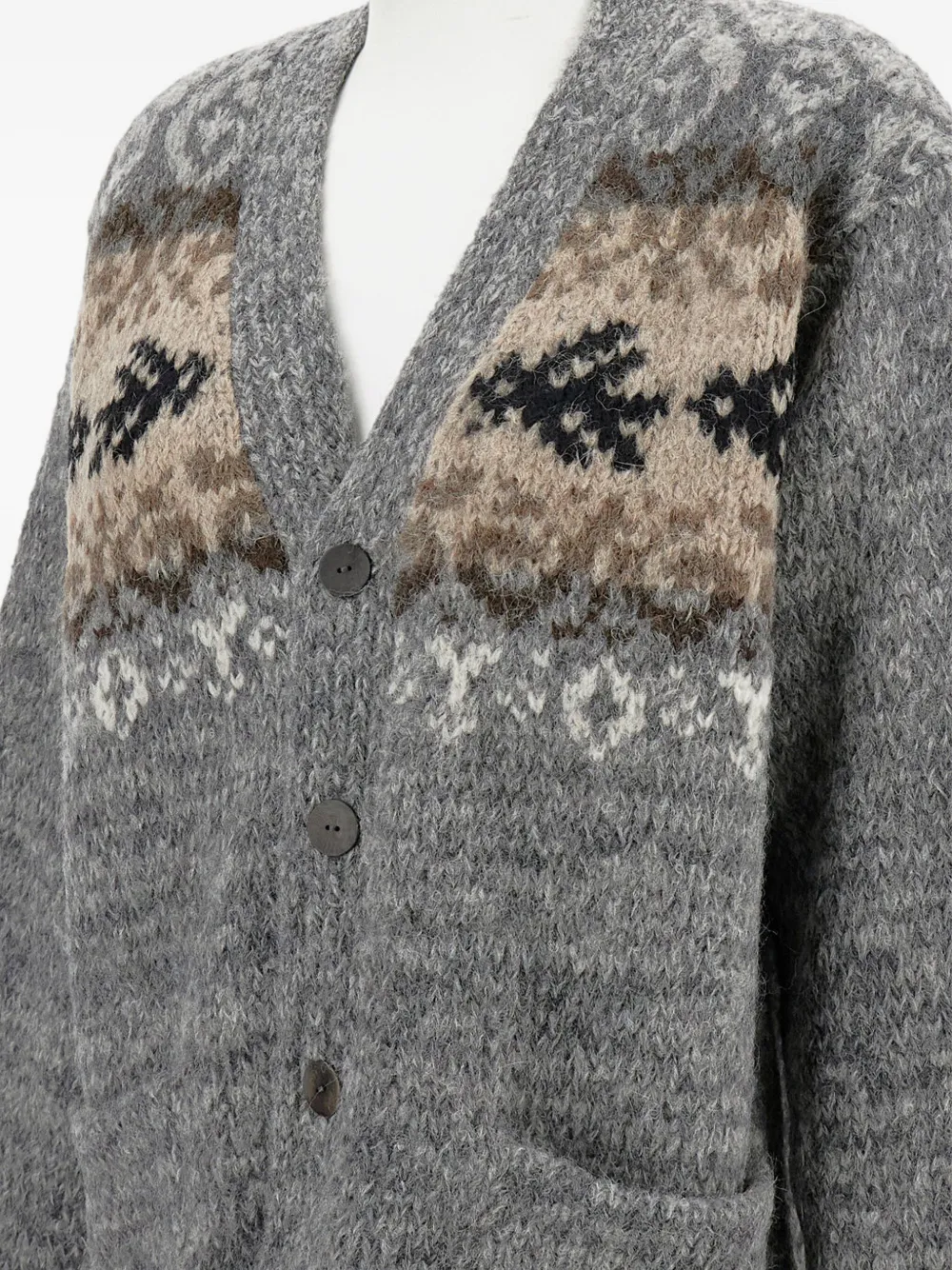 Thibault Van Der Straete Patterned-jacquard Cardigan In Gray