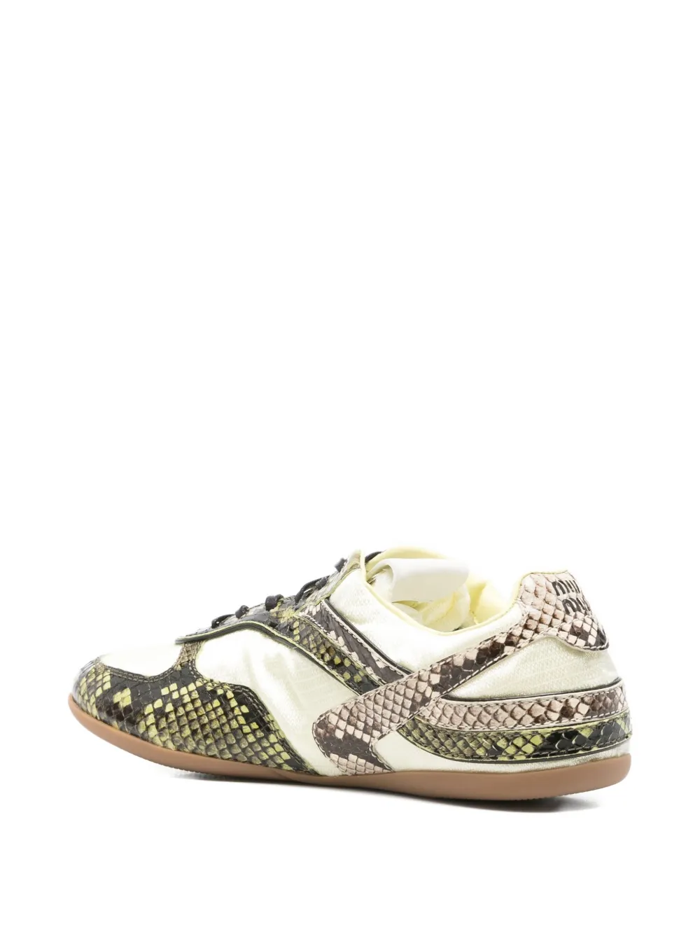 Miu Sneakers met slangen-effect en vlakken Geel