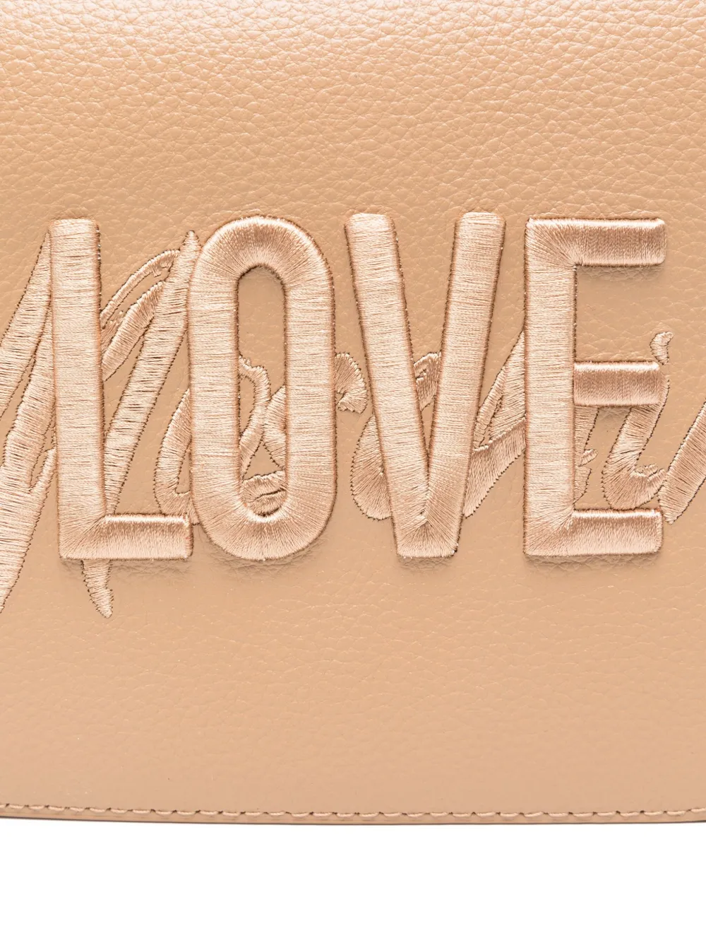 Love Moschino Logo-embroidered Studded Crossbody Bag In Neutral