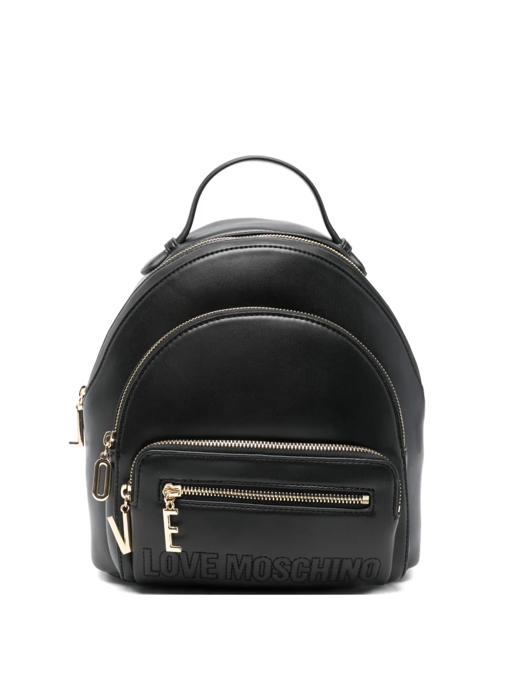 Love Moschino Zipped Leather Backpack In Brown
