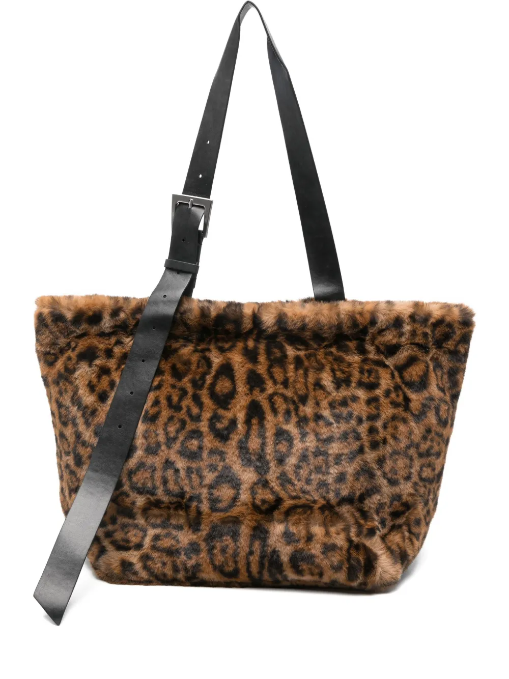 Apparis Leopard-print Buckle-strap Tote Bag In Brown