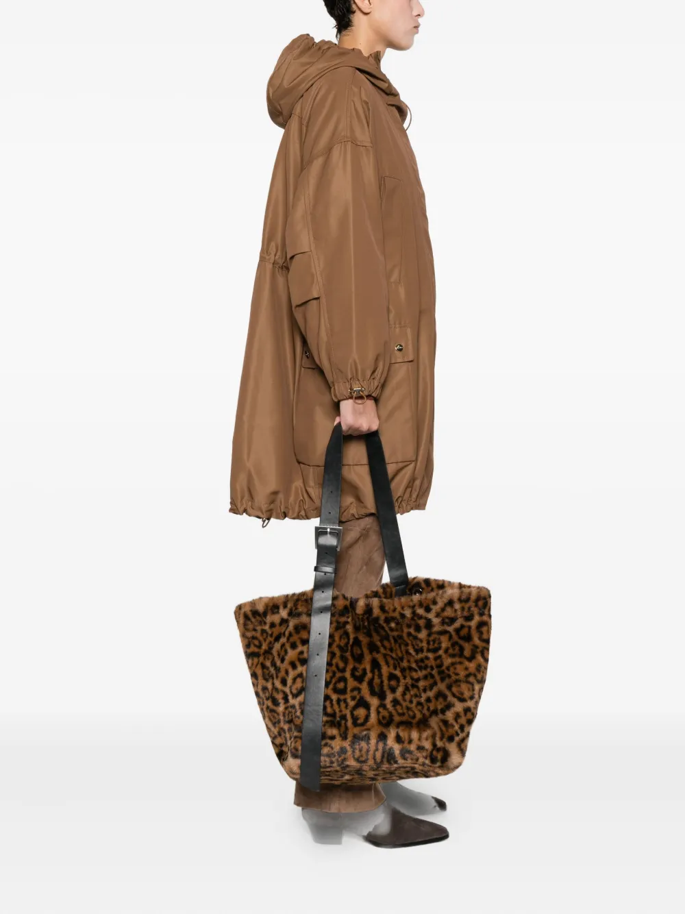 Apparis Leopard-print Buckle-strap Tote Bag In Brown