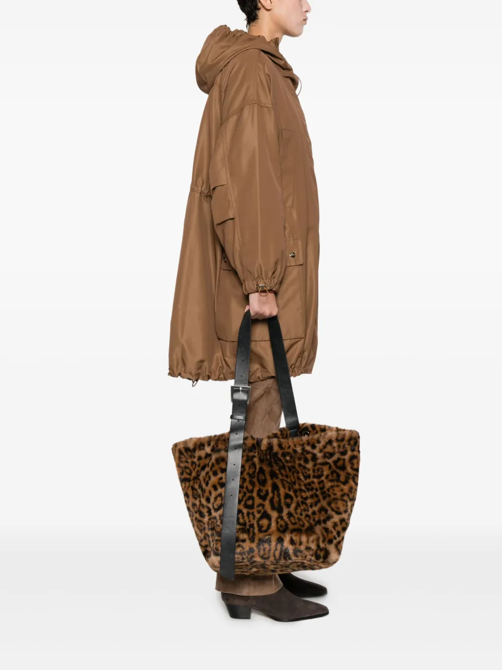 Apparis Shopper met luipaardprint en gespbandje - Bruin
