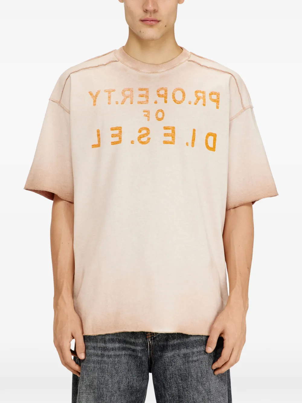 Diesel T-Look T-shirt met gerafelde afwerking Beige