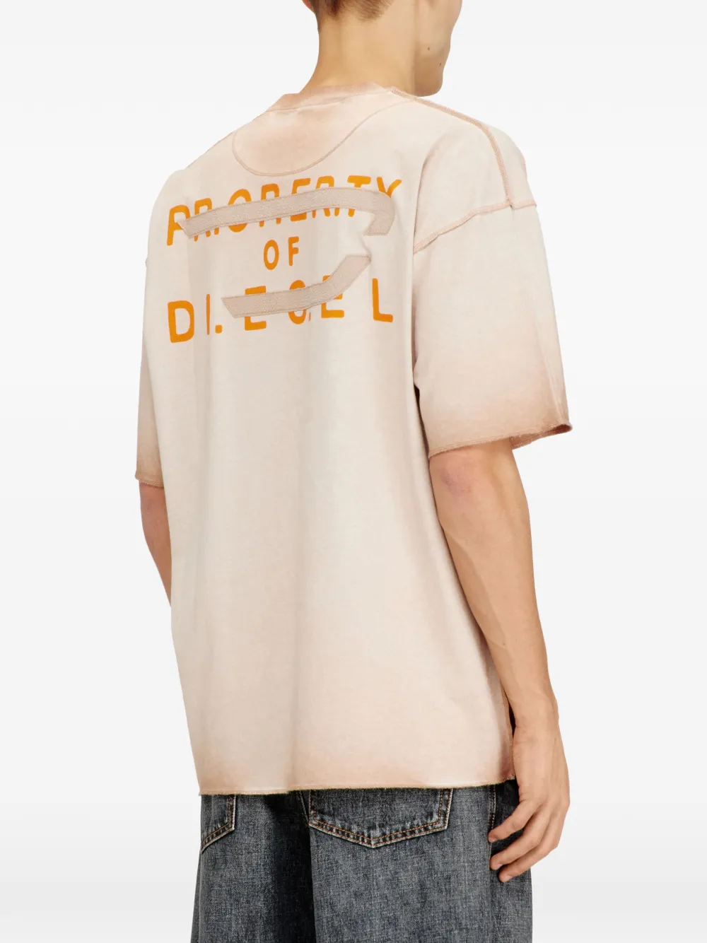 Diesel T-Look T-shirt met gerafelde afwerking Beige