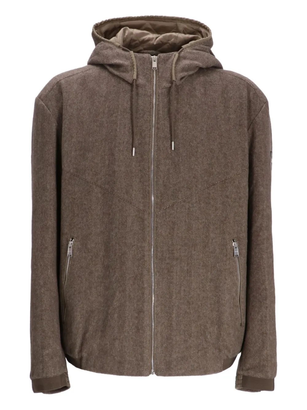 BOSS logo-patch hooded jacket | Brown | Image 1