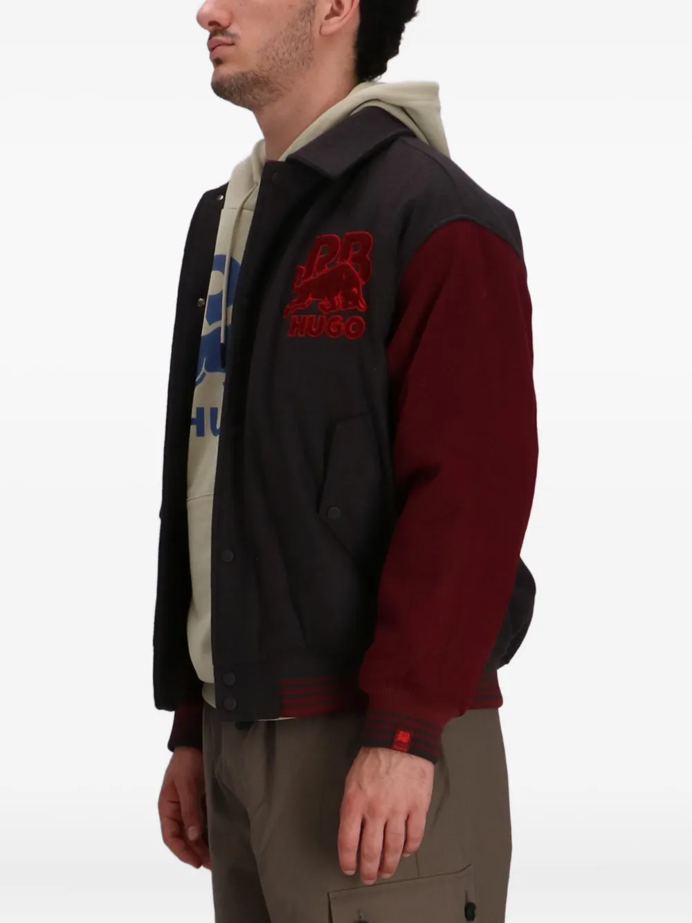 HUGO Bomberjack met logo-applicatie Zwart