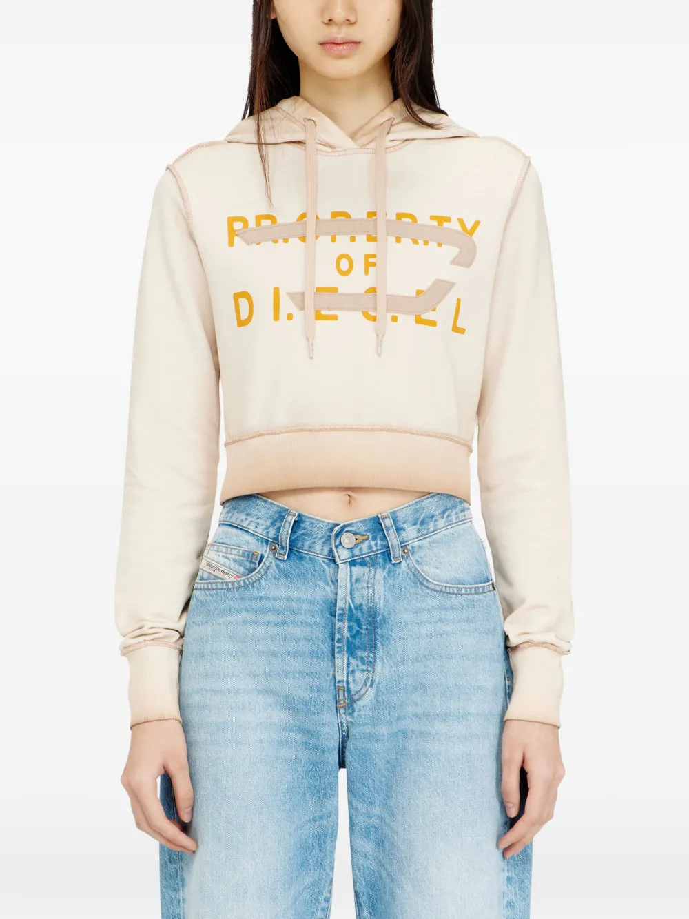  Diesel Logo-print Hoodie - Neutrals 