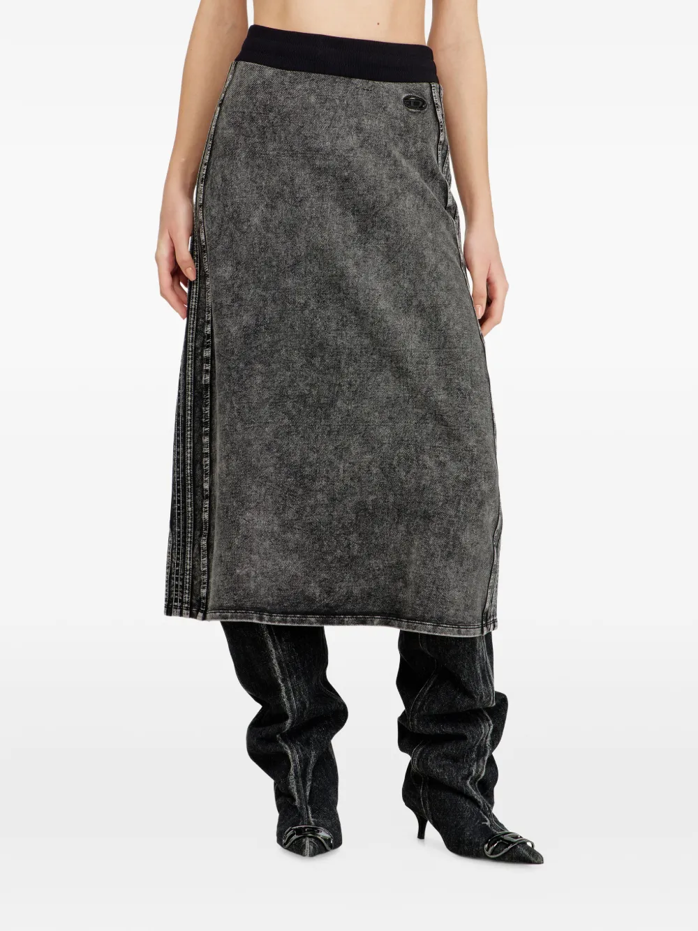 Diesel O-Ermy straight midi-rok met zijstreep Grijs
