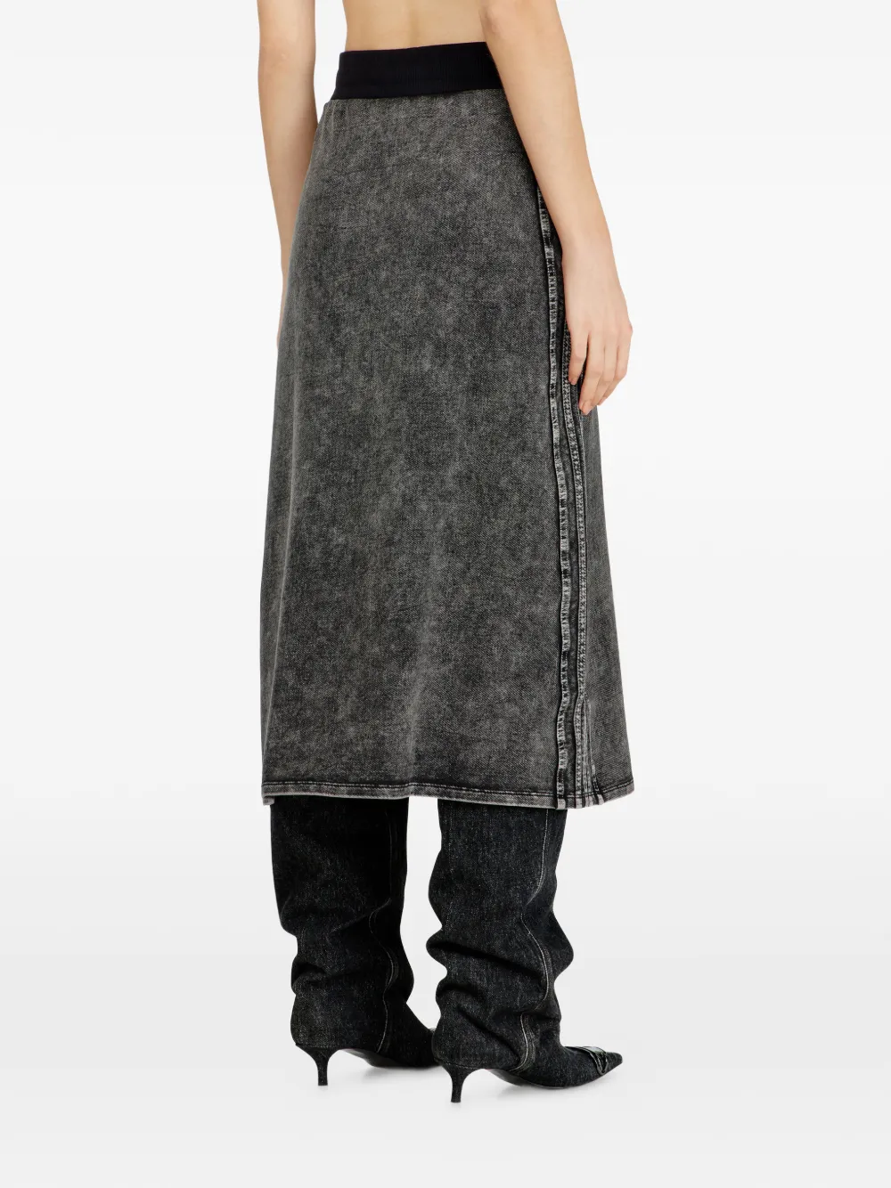 Diesel O-Ermy straight midi-rok met zijstreep Grijs