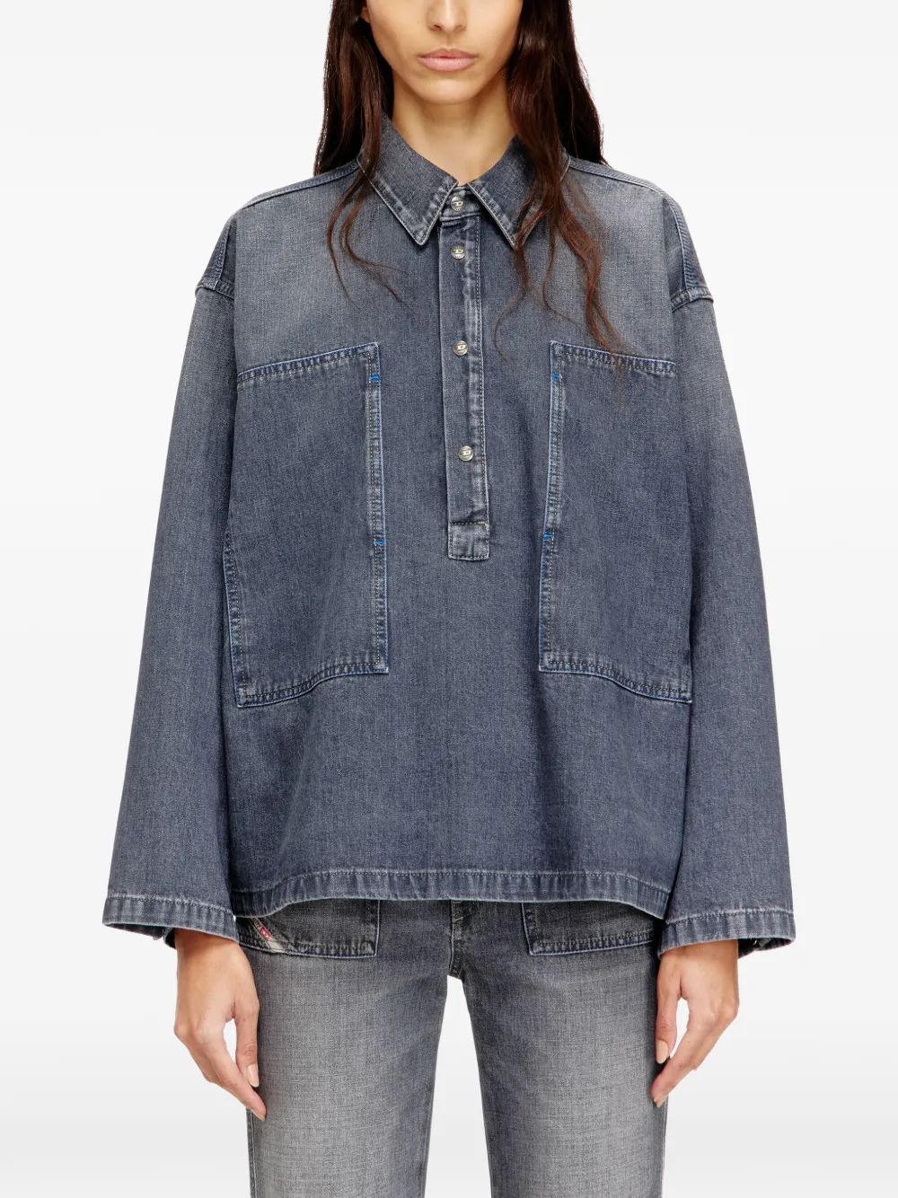  Diesel De-priss Denim Blouse - Grey 
