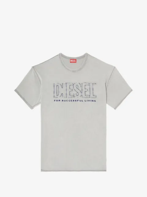 Diesel T-shirt with appliqué logo and raw edge