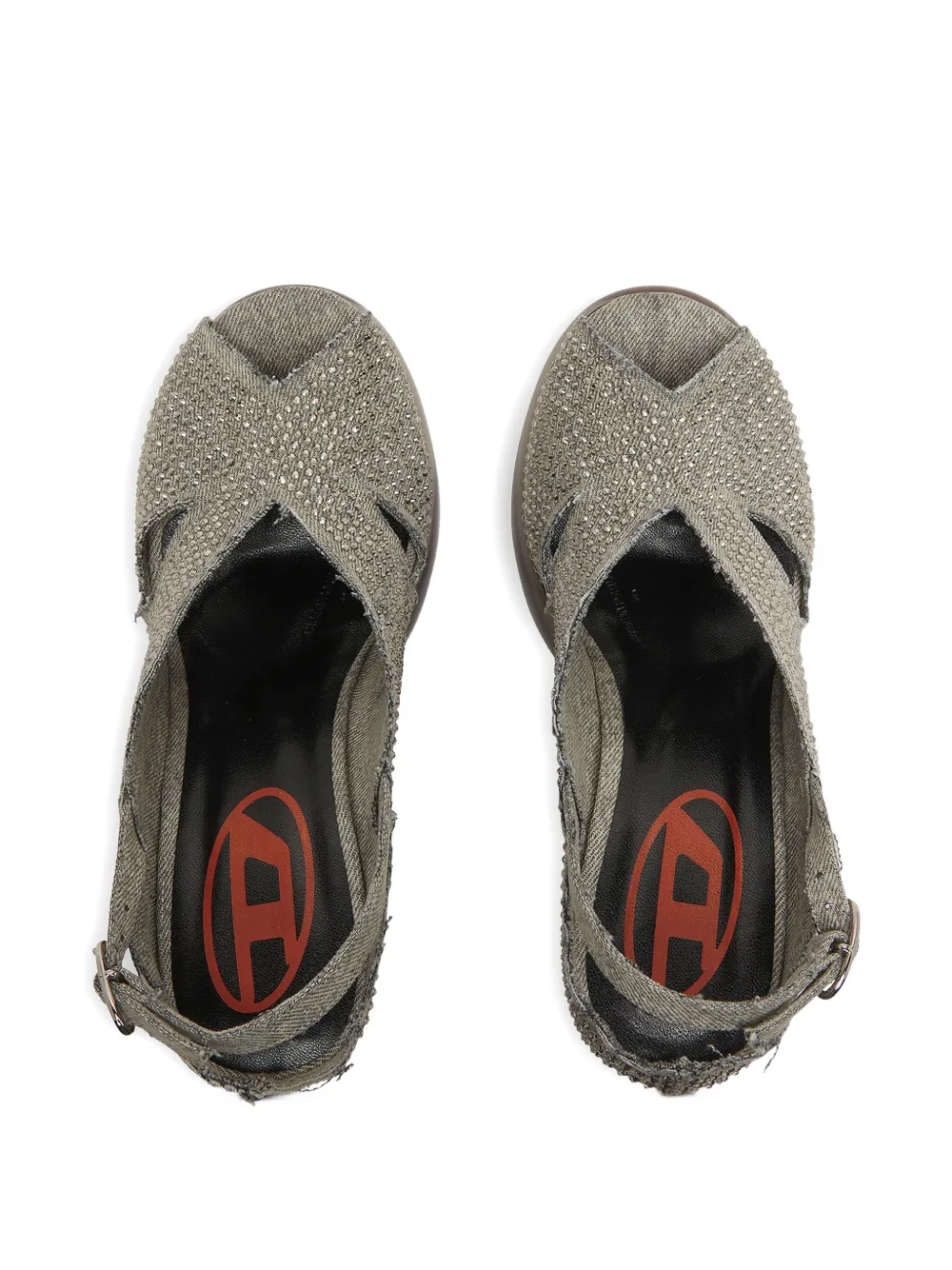 Diesel D-Lake sandalen verfraaid met stras Grijs