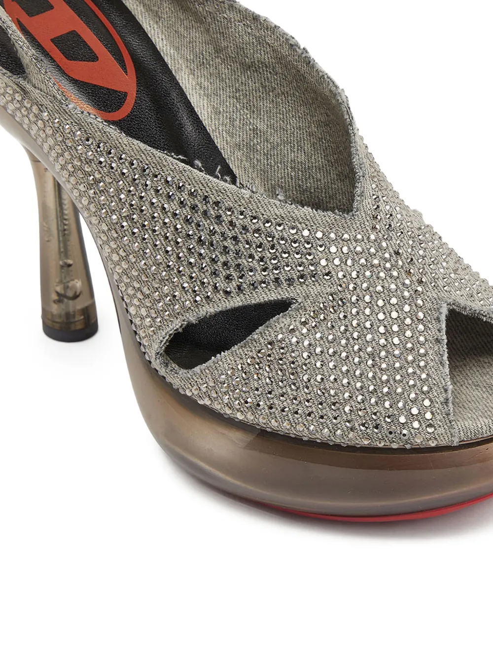 Diesel D-Lake sandalen verfraaid met stras Grijs