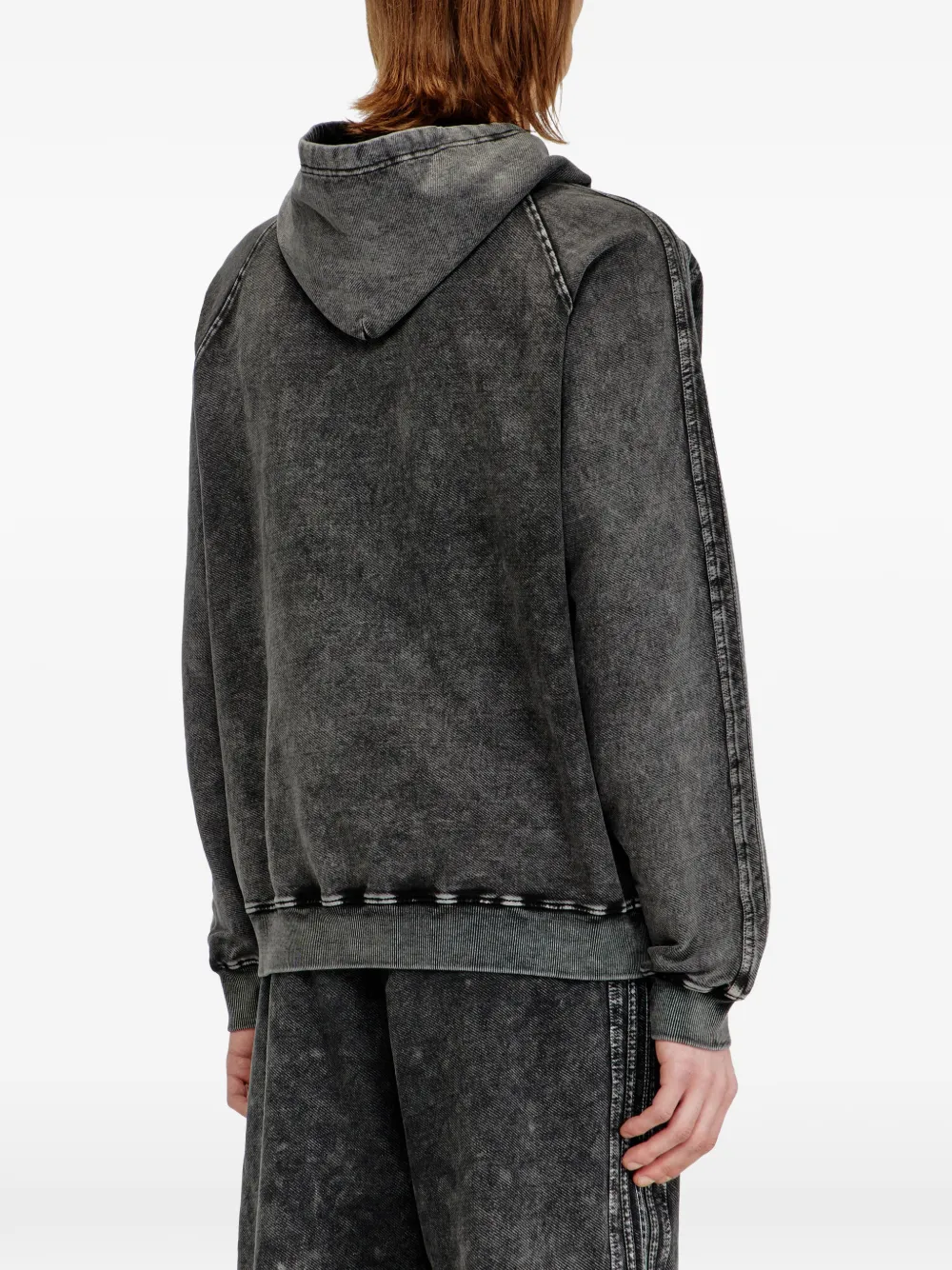 Diesel Hoodie van gewassen katoenen met Oval D-borduurwerk Grijs