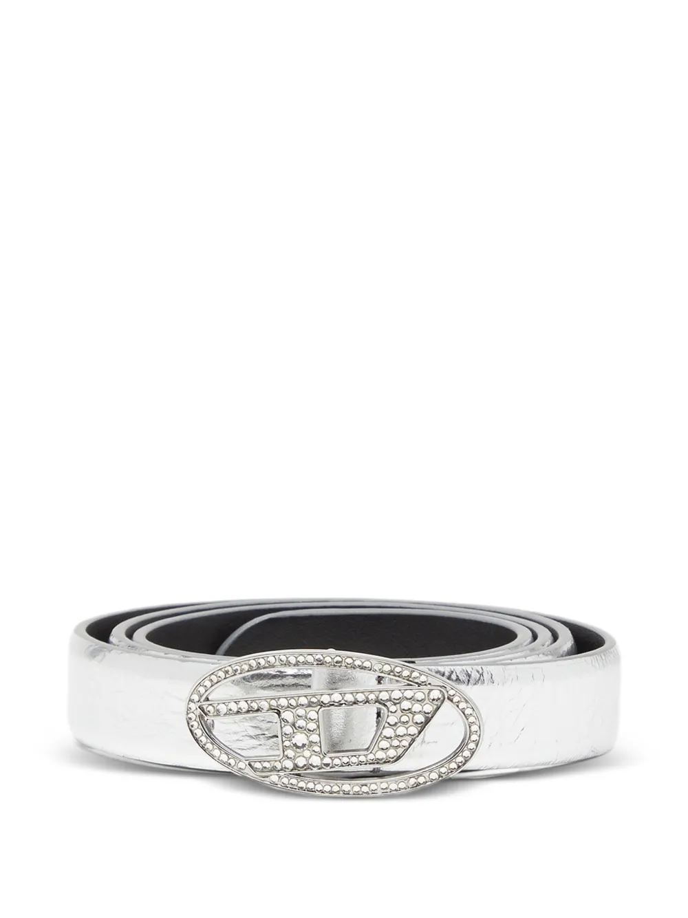 Diesel B-1dr Strass 20 Leather Belt In Metallic