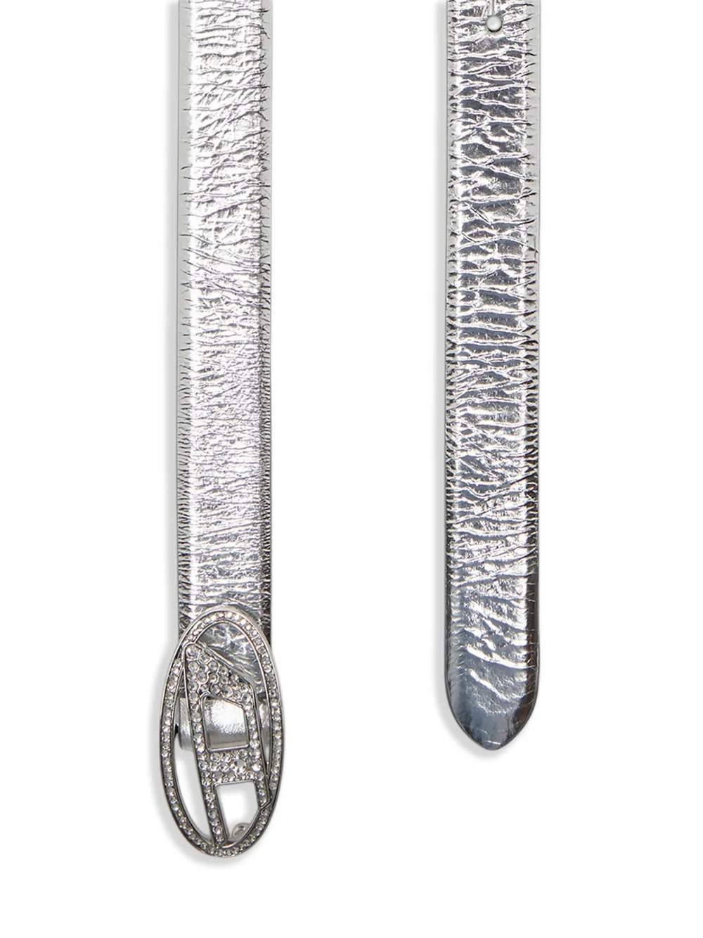 Diesel B-1dr Strass 20 Leather Belt In Metallic