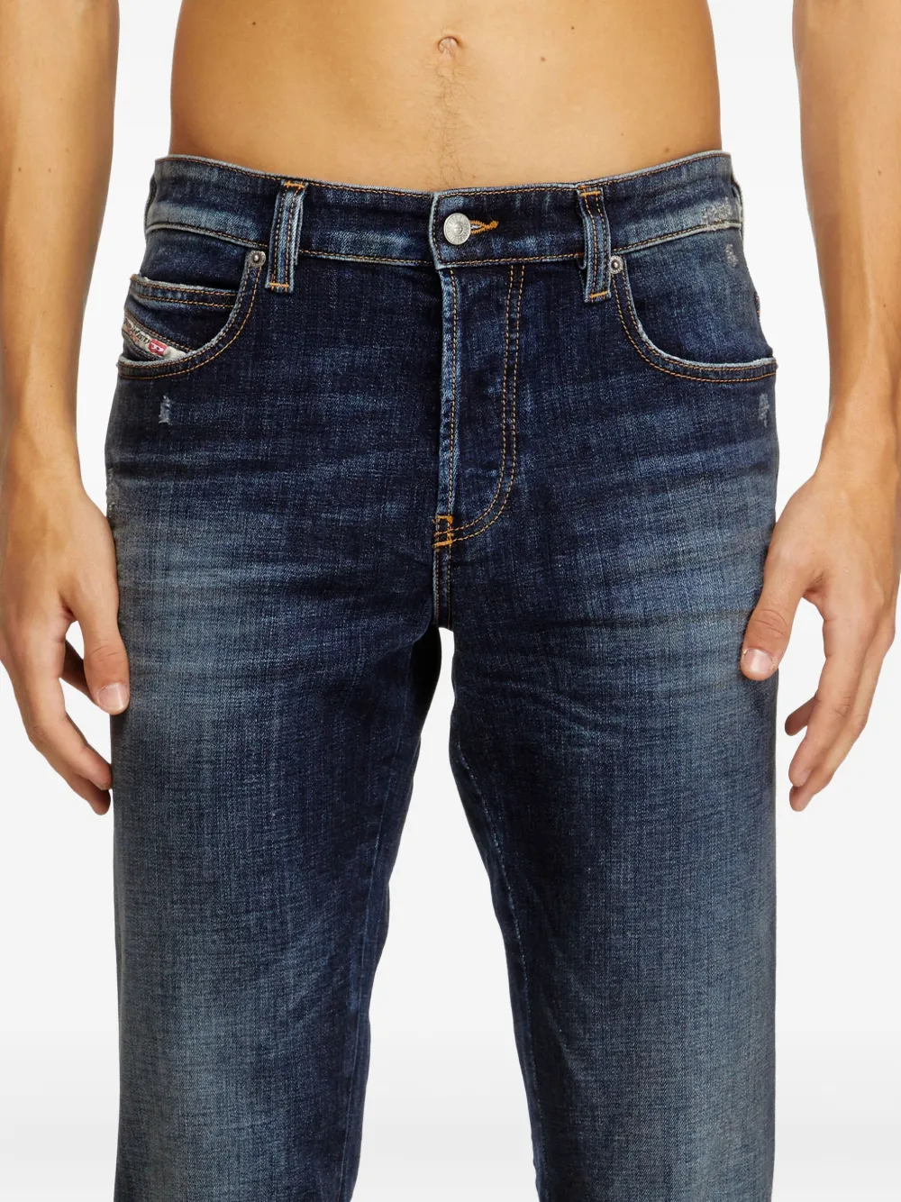 Diesel D-Vyl 0adbn slim-fit jeans met knopen Blauw