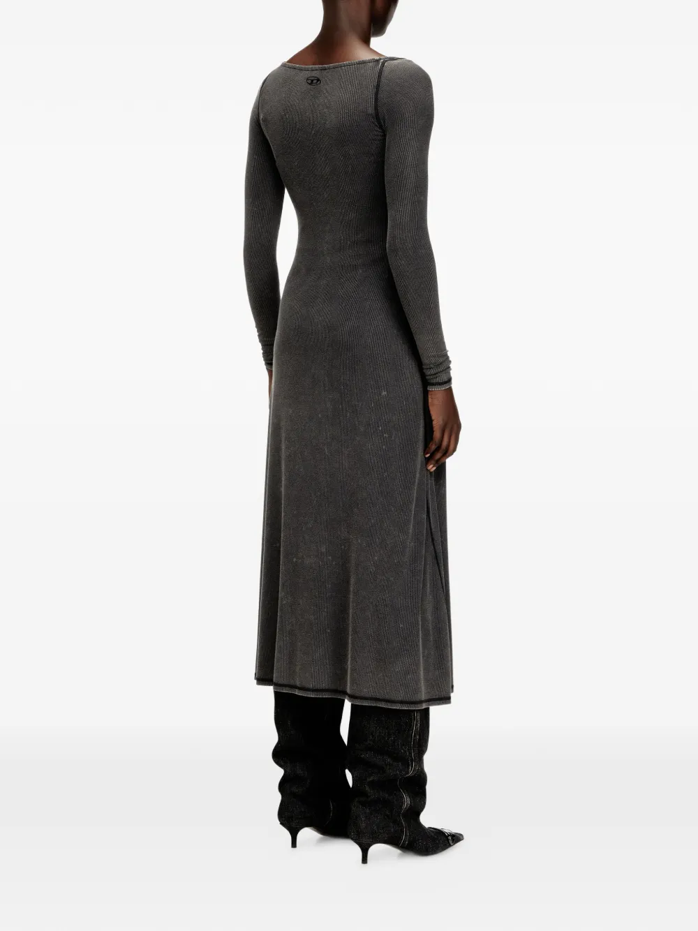 Diesel Ribgebreide midi-jurk Grijs