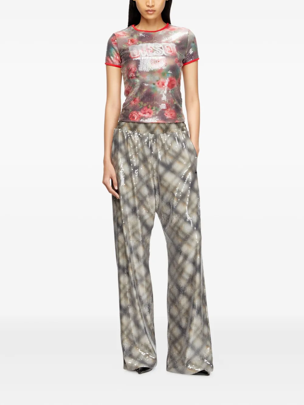 Diesel Sequin Floral T-unkyel T-shirt In Multi