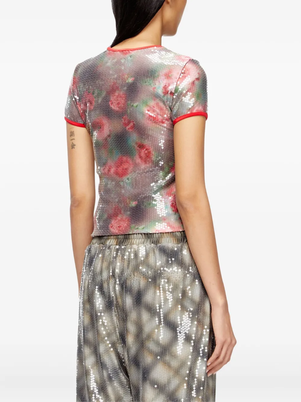Diesel Sequin Floral T-unkyel T-shirt In Multi