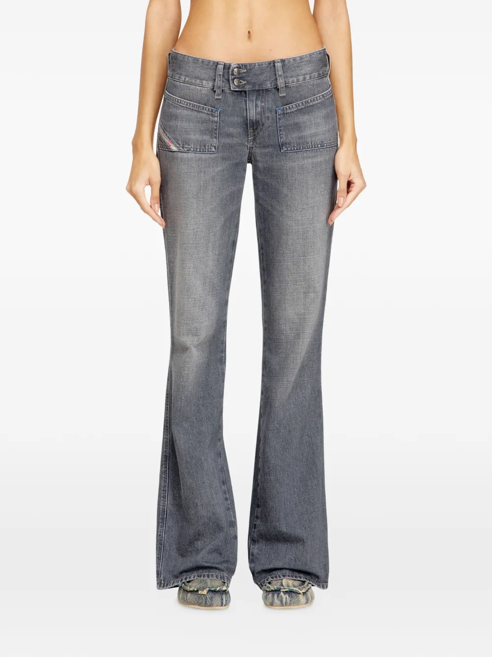  Diesel D-hush 09n83 Double-button Bootcut Jeans - Grey 
