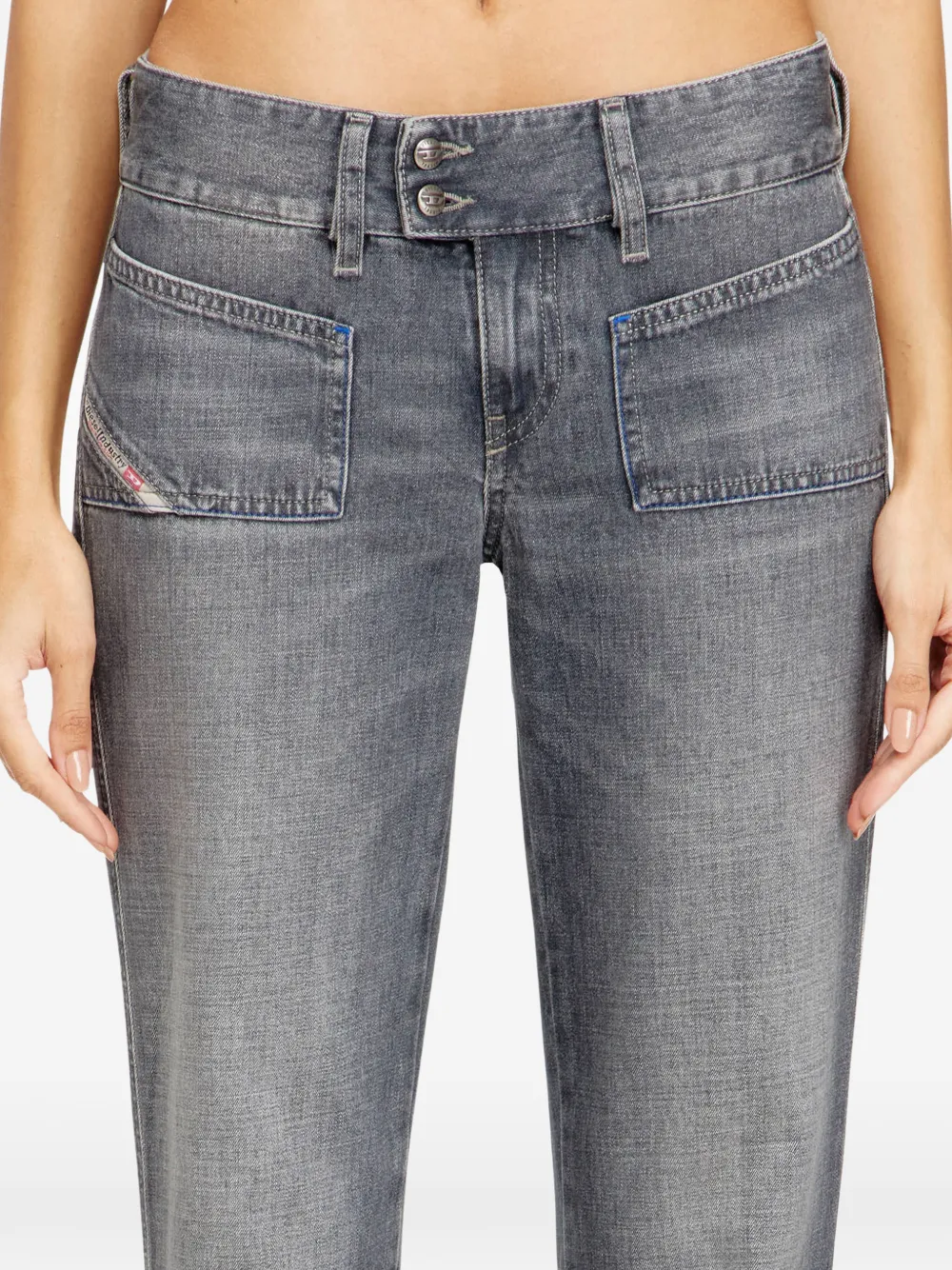 Diesel D-Hush 09n83 bootcut jeans met dubbele knoop Grijs
