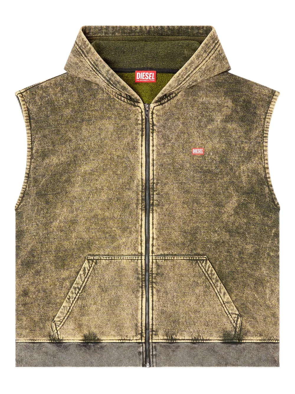 Diesel S-Boxt-Sl-Zip hooded gilet - Marrone
