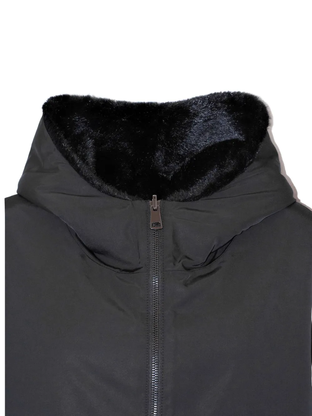 Lou Andrea Hooded Reversible Cape In Black