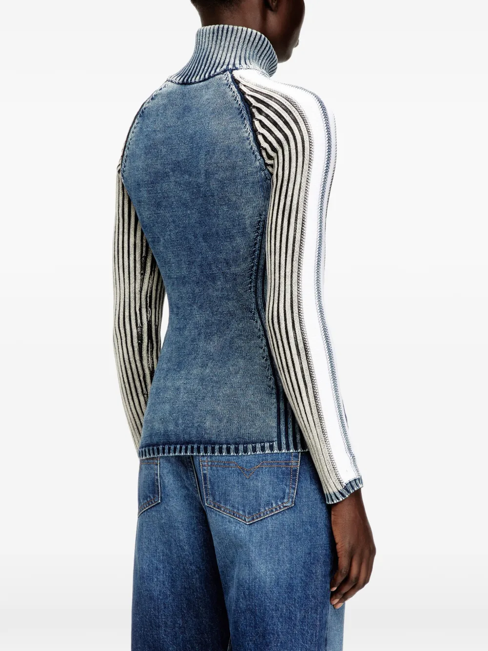 Diesel M-Estrella gestreept jack met hoge hals Blauw