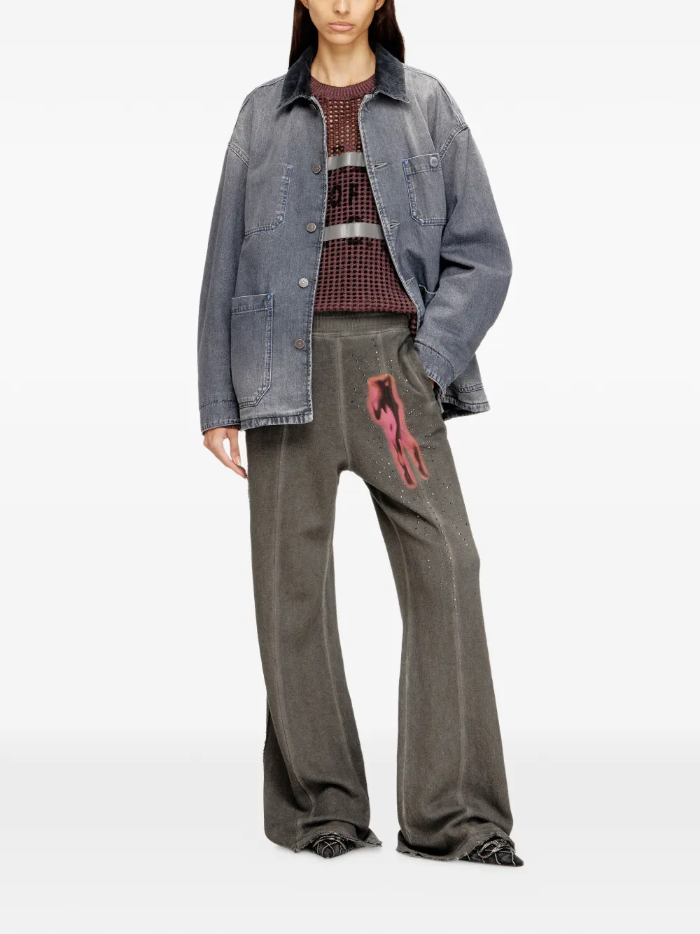  Diesel D-stack-u-l Patch-pocket Denim Jacket - Grey 