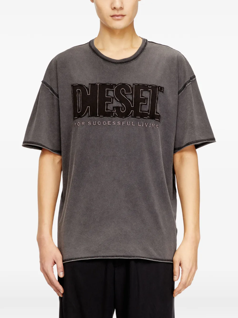 Diesel T-Rawboxt T-shirt met borduurwerk en korte mouwen Grijs