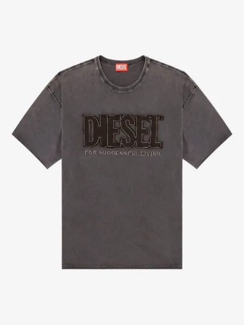 Diesel T-shirt with appliqué logo and raw edge