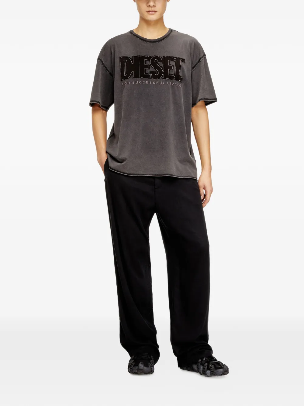 Diesel T-Rawboxt embroidery short-sleeve T-shirt - Grijs