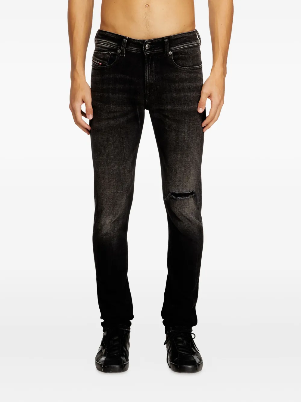 Diesel Sleenker 09n19 gerafelde jeans Zwart