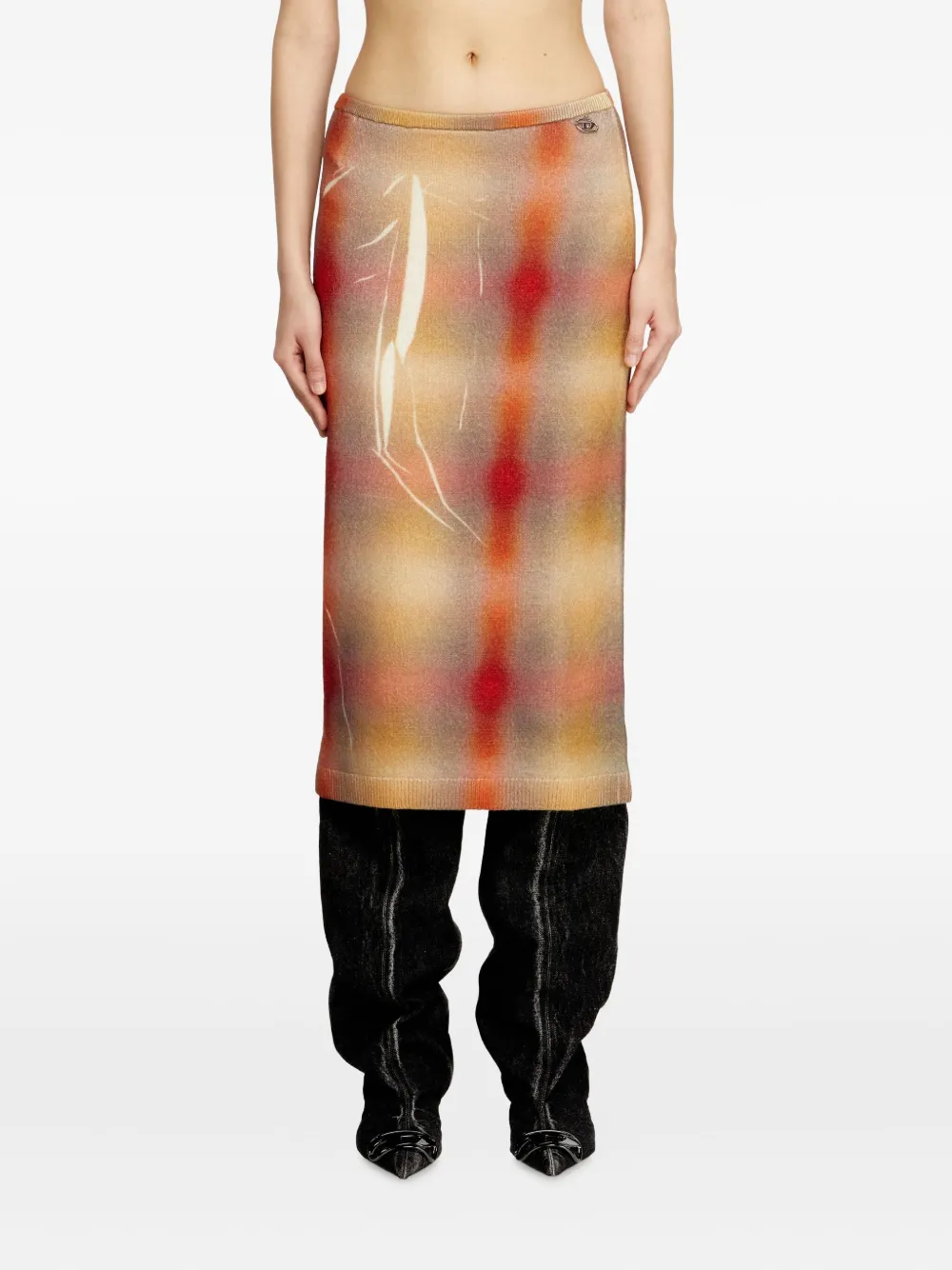 Diesel Karierter Rock Mit Logo In Multi