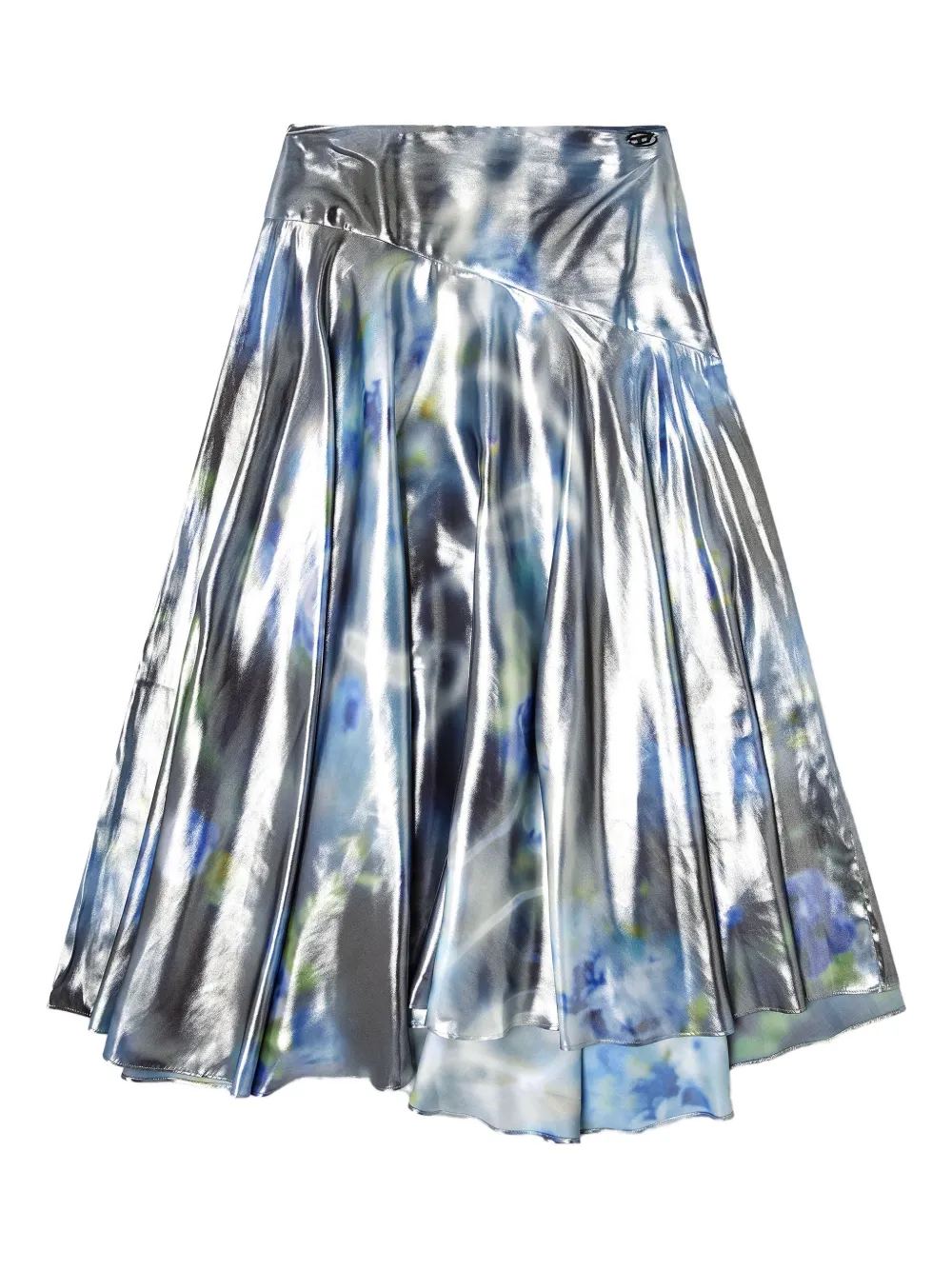 Diesel asymmetric-panel rose-motif skirt - Argento