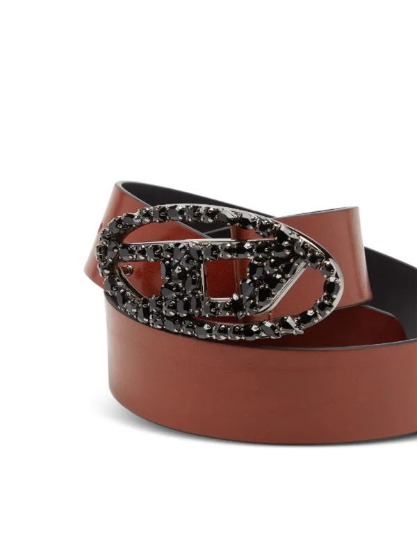 Diesel b-1dr w-crown crystal-embellished Buckle Belt | Brown